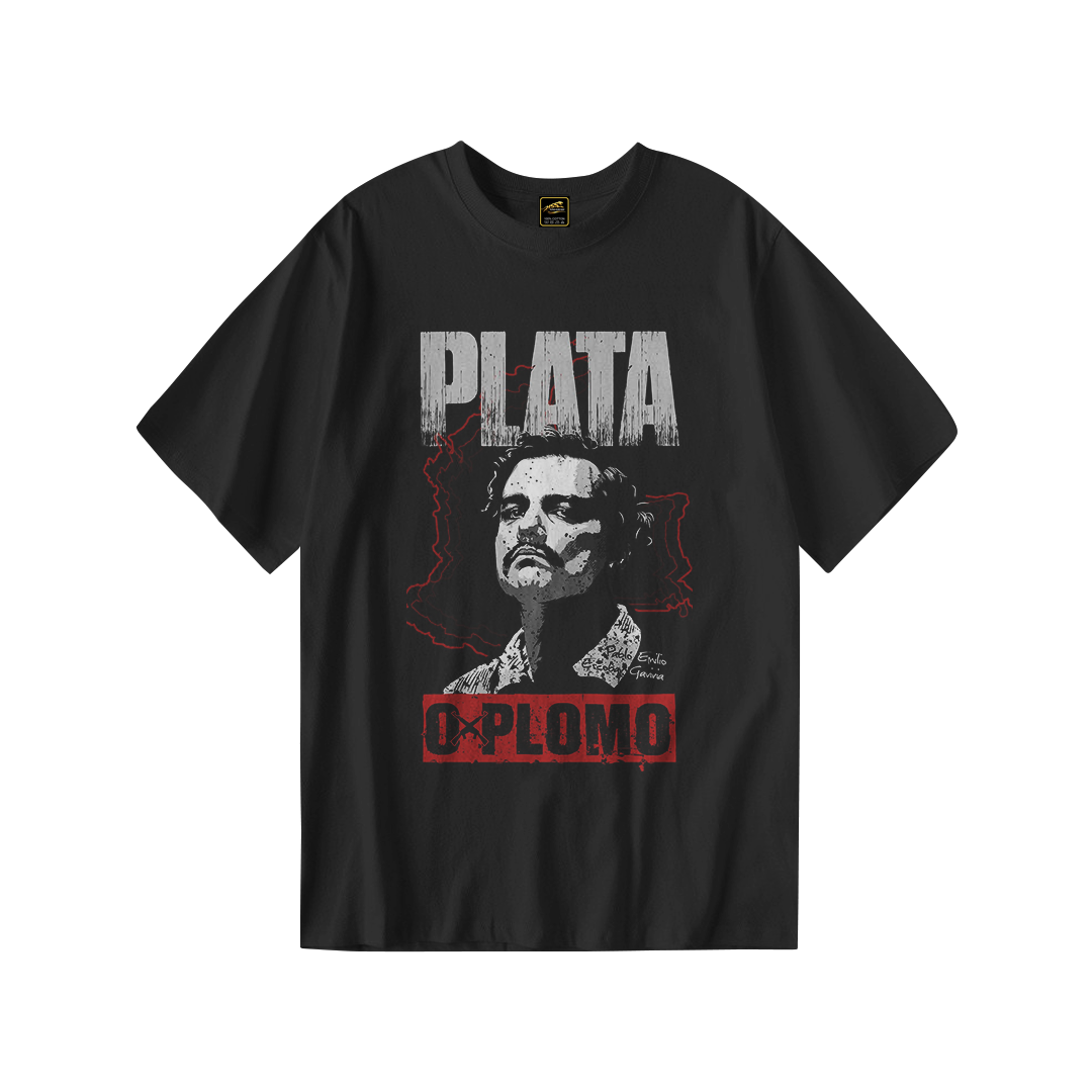 Kaos Distro PABLO PLATA O PLOMO | T-Shirt Hitam | Cotton Combed 24s - foto 1