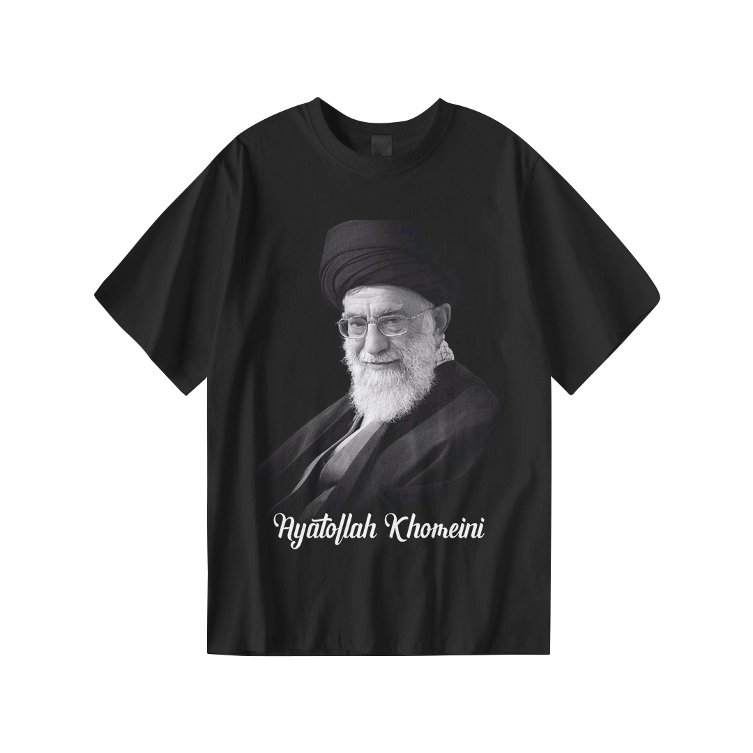 Kaos Distro ALI KHAMENEI | T-Shirt Hitam | Cotton Combed 24s - foto 1